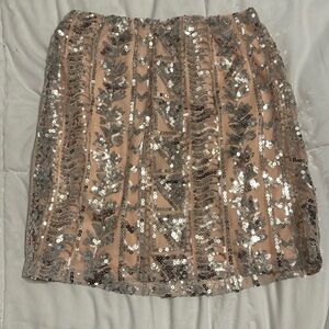 Charlotte Russe pink sequin mini skirt size small